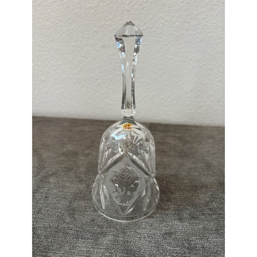 Vintage Crystal Clear Cut Glass Decorative Bell ~7"‎